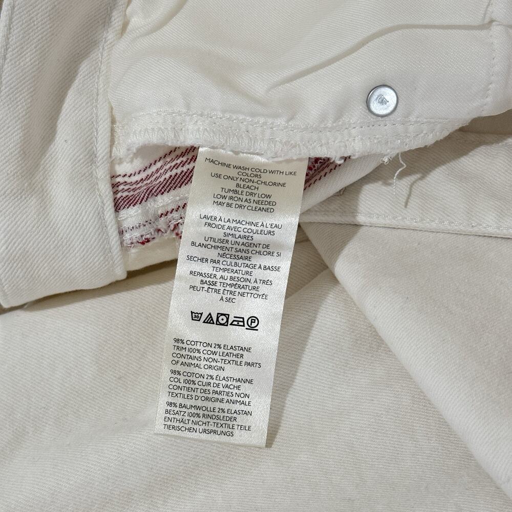 Anthropologie Pilcro Dishtowel Stripe Mid-Rise Wide-Leg Jeans Womens 32 Ivory - Picture 6 of 13